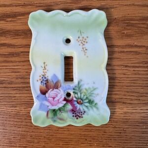 Vintage Lefton China Hand Painted Floral Light Switch Cover Japan 5067 Rose